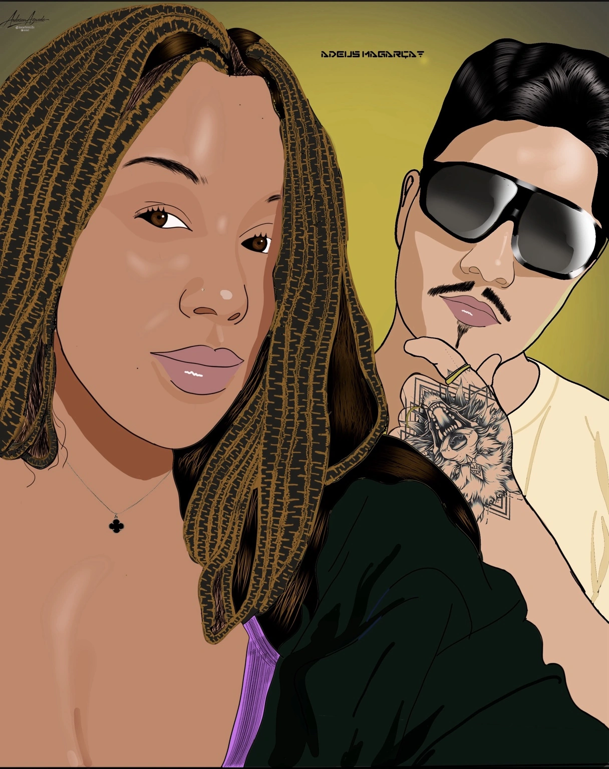 Retrato ilustrado de casal